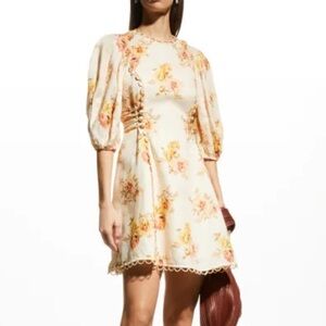 Zimmermann Floral Mini Dress in Cream and Orange